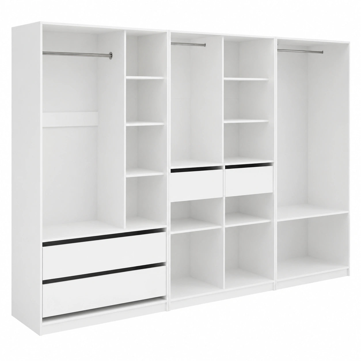Vicco Kleiderschrank Elmo in Weiß, 3-teiliges Set zur vielseitigen Kleideraufbewahrung, 280 x 200 cm