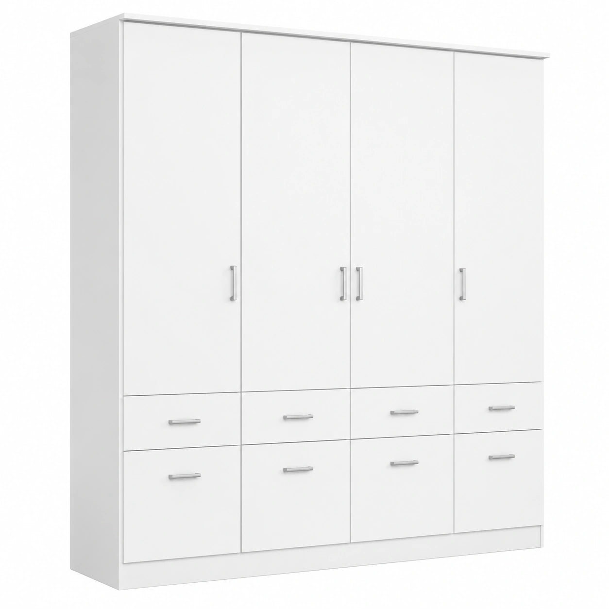 Rauch Möbel Bremen 4-Türiger Kleiderschrank mit 8 Schubladen, Weiß, 181 cm, für Schlafzimmer und mehr