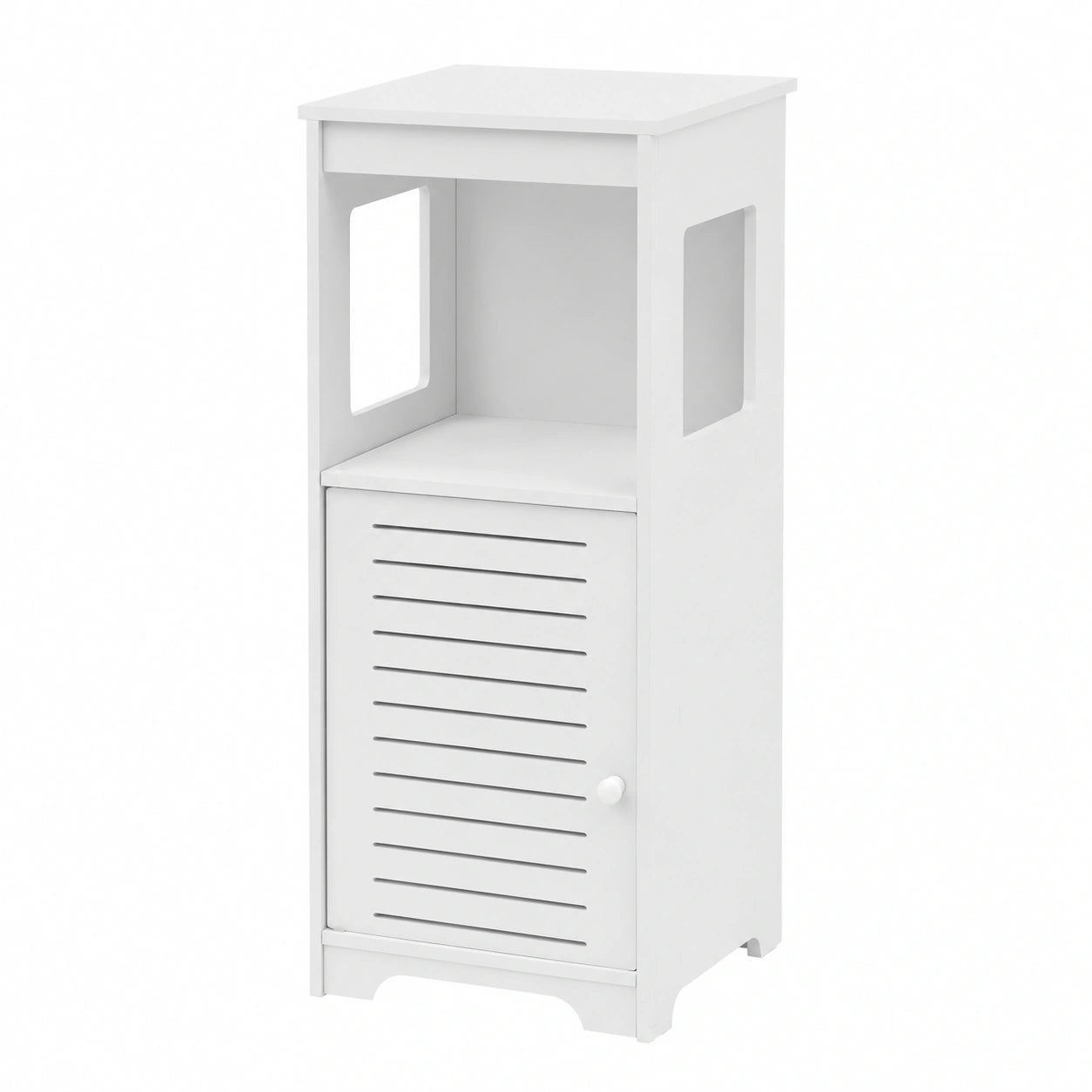 Schmaler Weißer Badezimmerschrank mit Eckdesign, Freistehend und Vielseitig für Badezimmer, Wohnzimmer oder Küche, 28x25x90cm