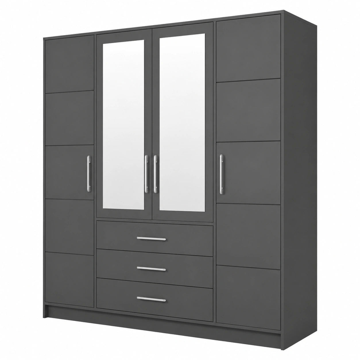 Moderner Kleiderschrank Bado 4D mit Spiegel und Schubladen für Schlafzimmer