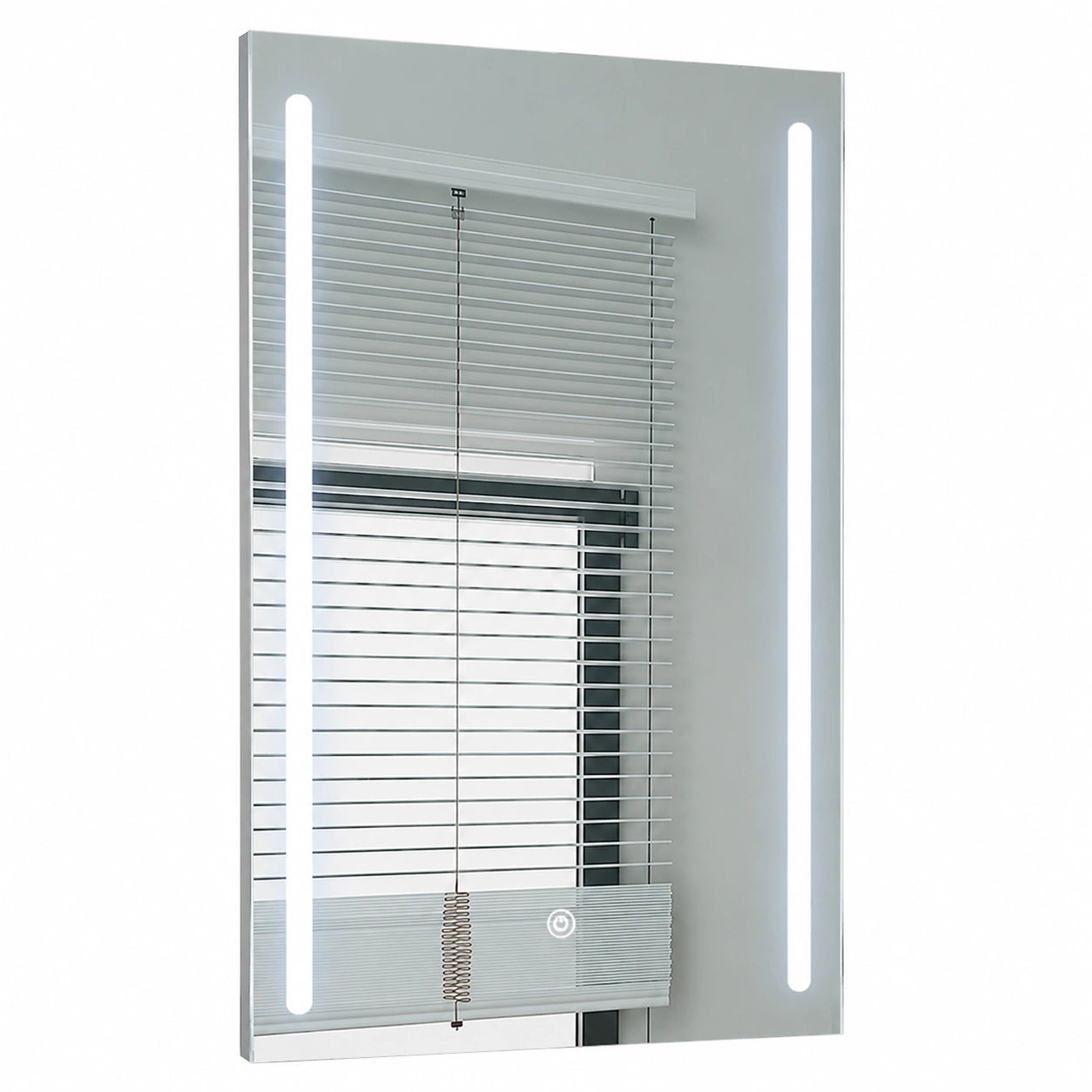 Eckiger Badezimmerspiegelschrank mit LED-Beleuchtung und 3 Ablagen, 34x24x60cm