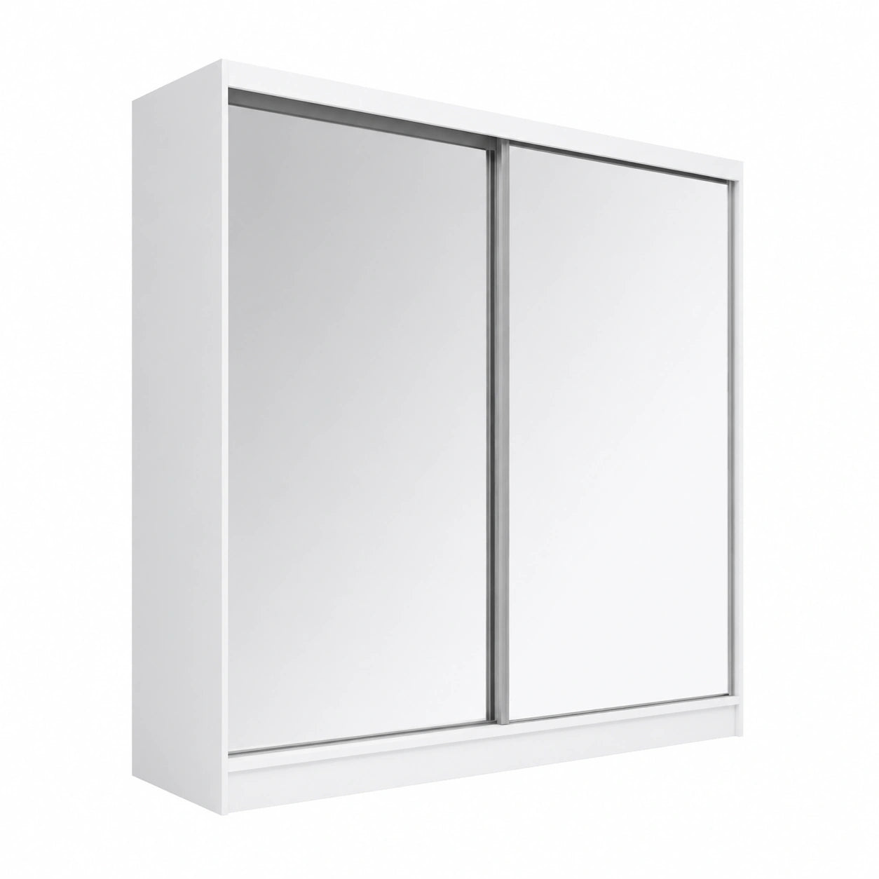 Moderner Schwebetürenschrank Ivar 200 cm mit Spiegel und Schubladen in Weiß