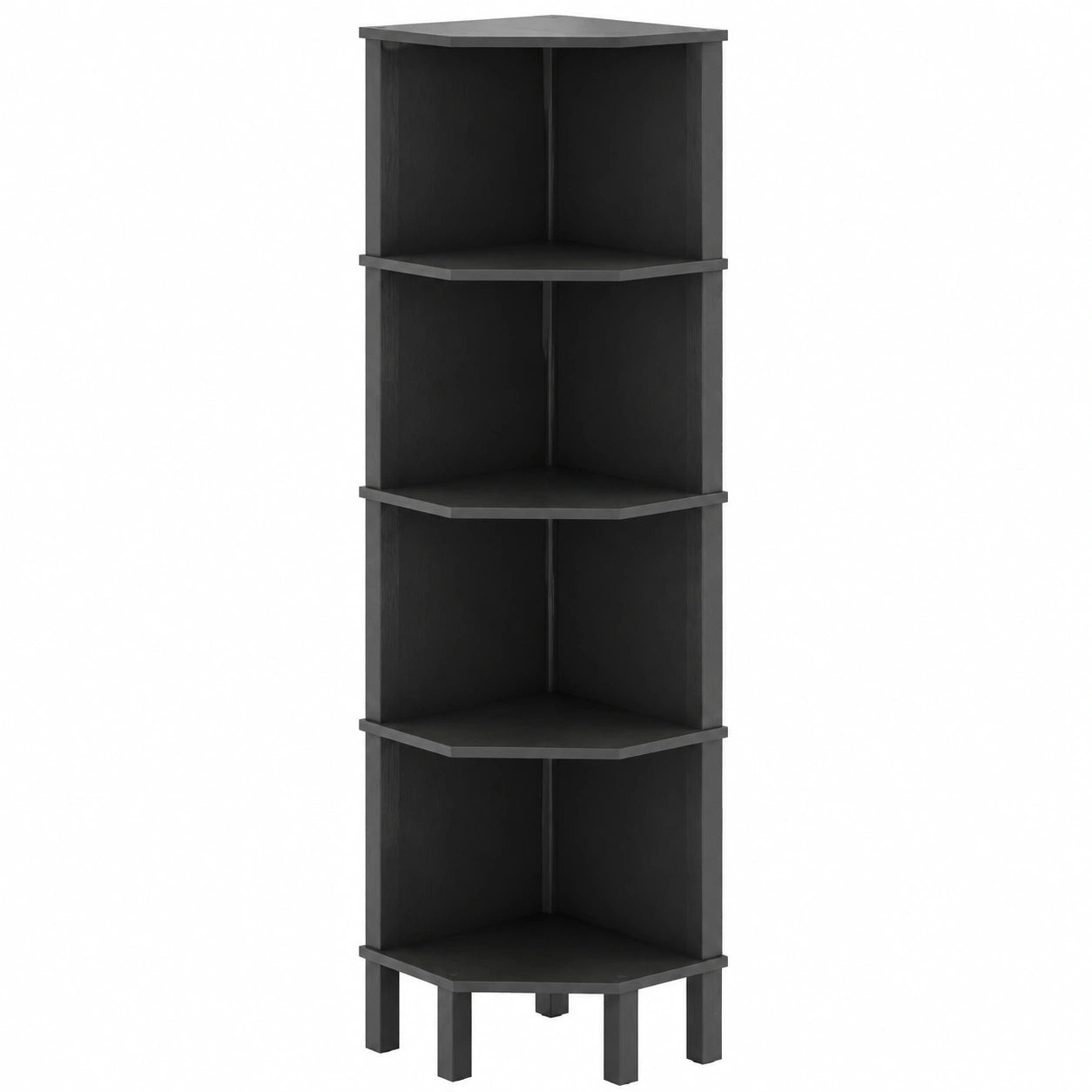 5-stufiges Eckregal Schwarz 127x29x29cm für Wohnzimmer, Büro und Schlafzimmer