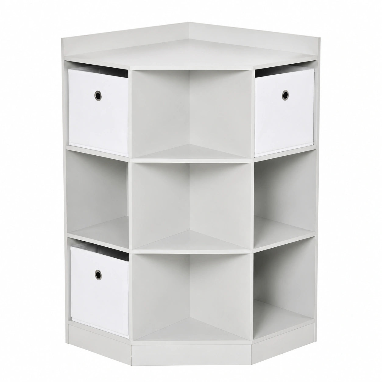 HOMCOM Kinder Bücherregal mit Aufbewahrungsboxen, 7 Fächer, grau, ideal für Kinderzimmer und Kindergarten