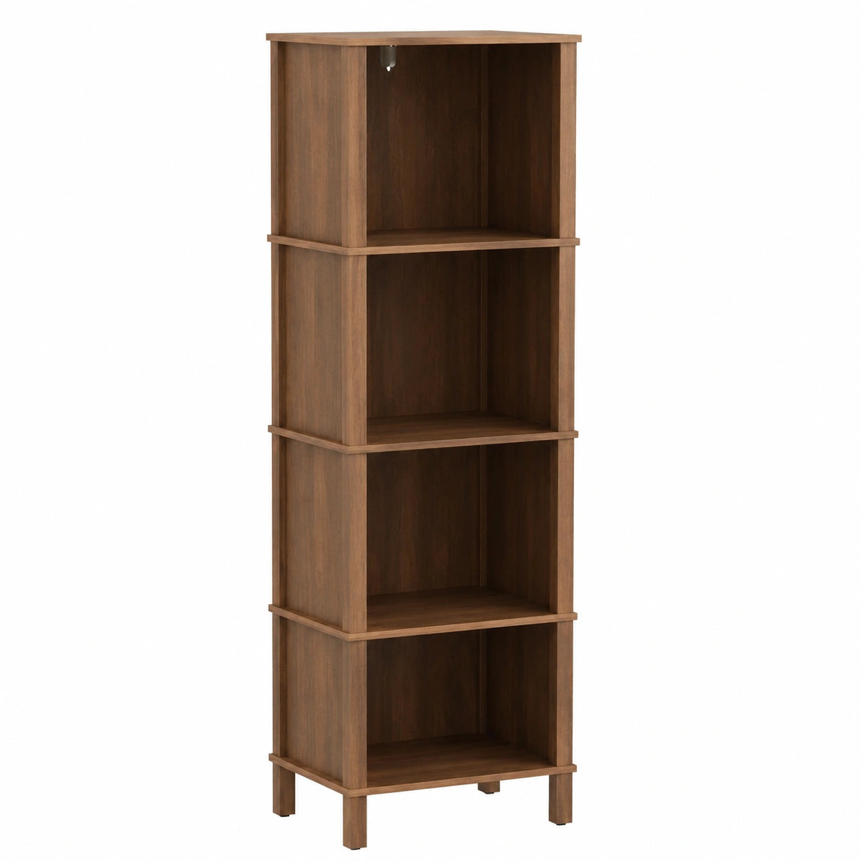 Freistehendes Bücherregal, 4-stufig, Walnussfinish, für Wohnzimmer, Büro und Schlafzimmer