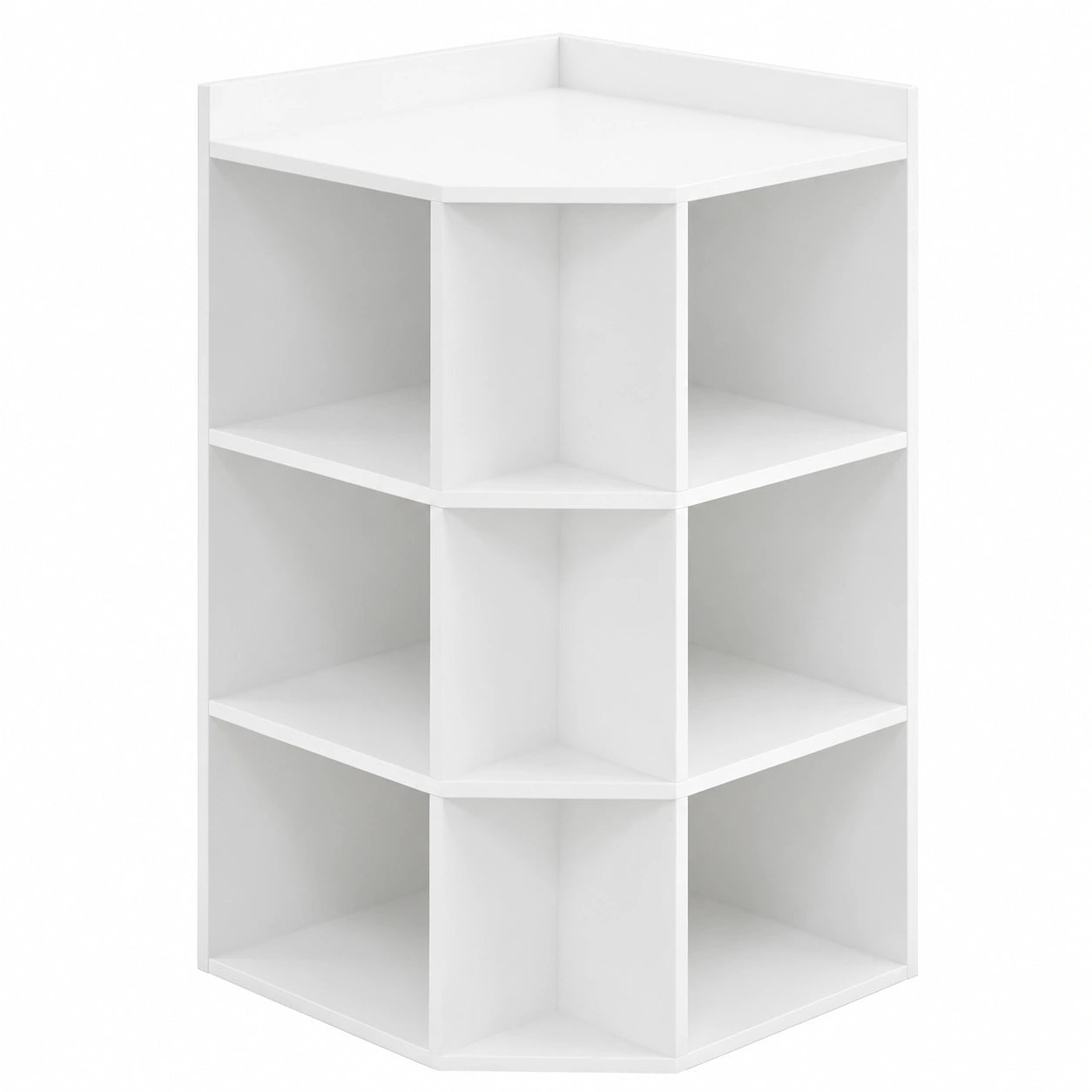 Eck-Bücherregal mit 9 Fächern und Ladestation, Weiß
