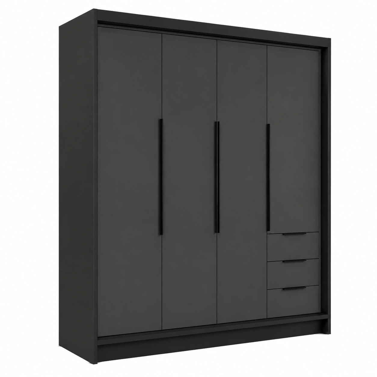 Moderner 4-türiger Kleiderschrank mit Schubladen und Stauraum