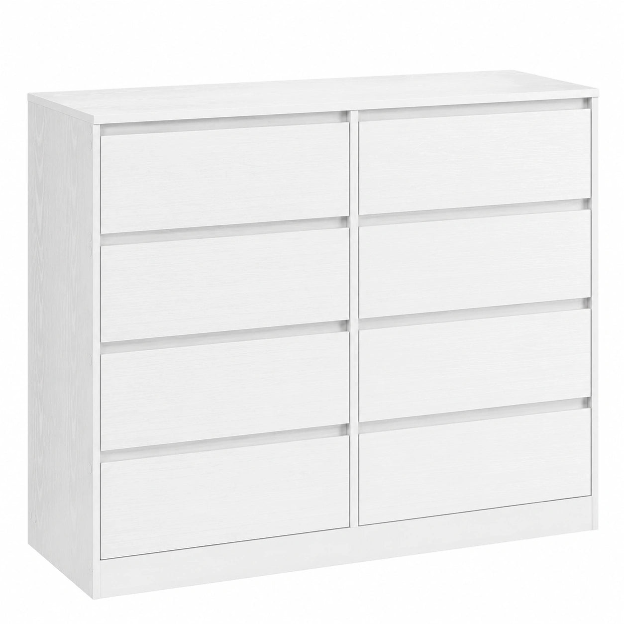 VASAGLE Sideboard mit 8 Schubladen, Moderner Schubladenschrank für Schlafzimmer, Kailyn Kollektion, Schneeweiß, 40 x 119,4 x 97,5 cm
