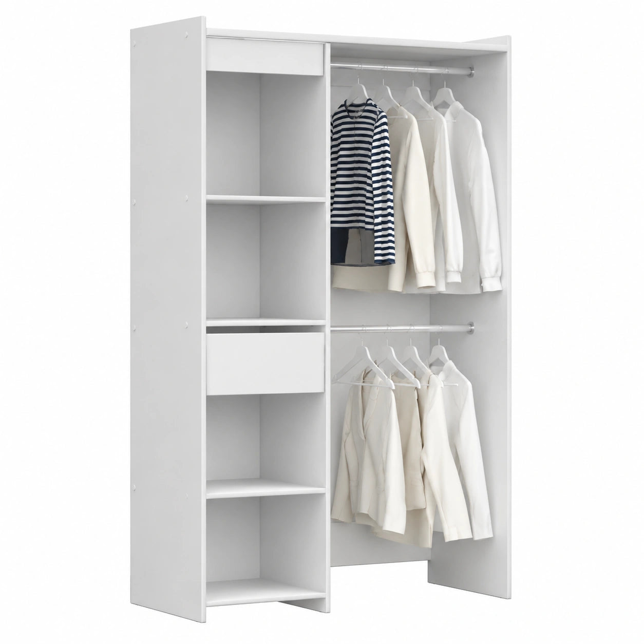 Dmora - Moderner Kleiderschrank Doubs in Mattweiß, 167x50x192 cm, Schlafzimmer-Garderobe