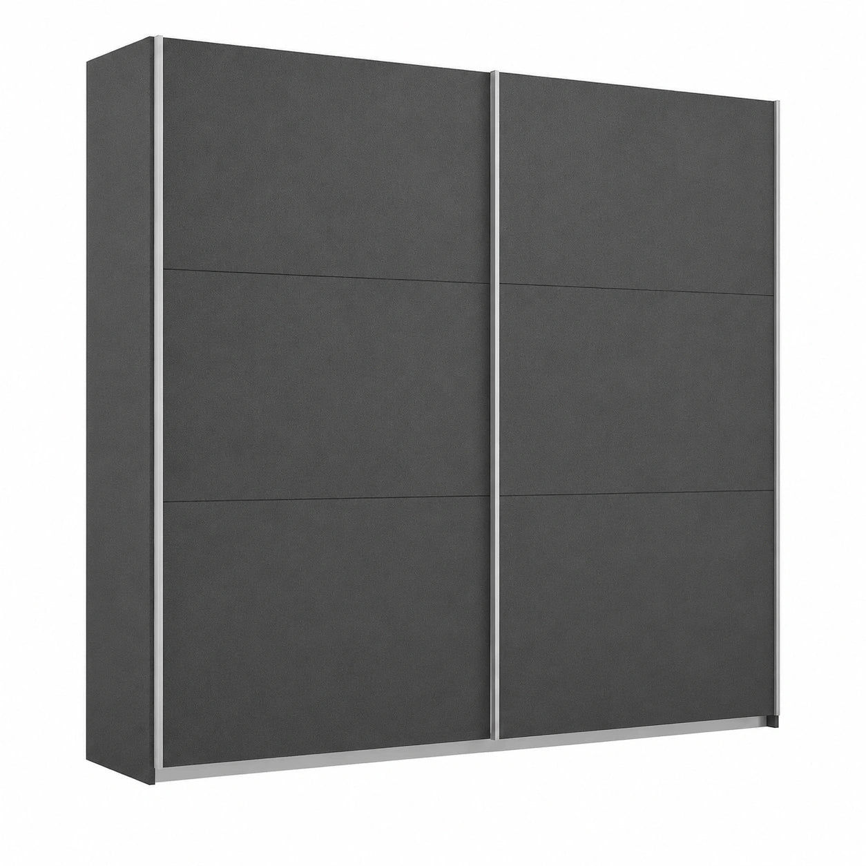 Rauch Möbel Aurelio Schwebetürenschrank, 2-türig, mit Kleiderstangen und Einlegeböden, Grau Metallic/Schwarz, 218 cm