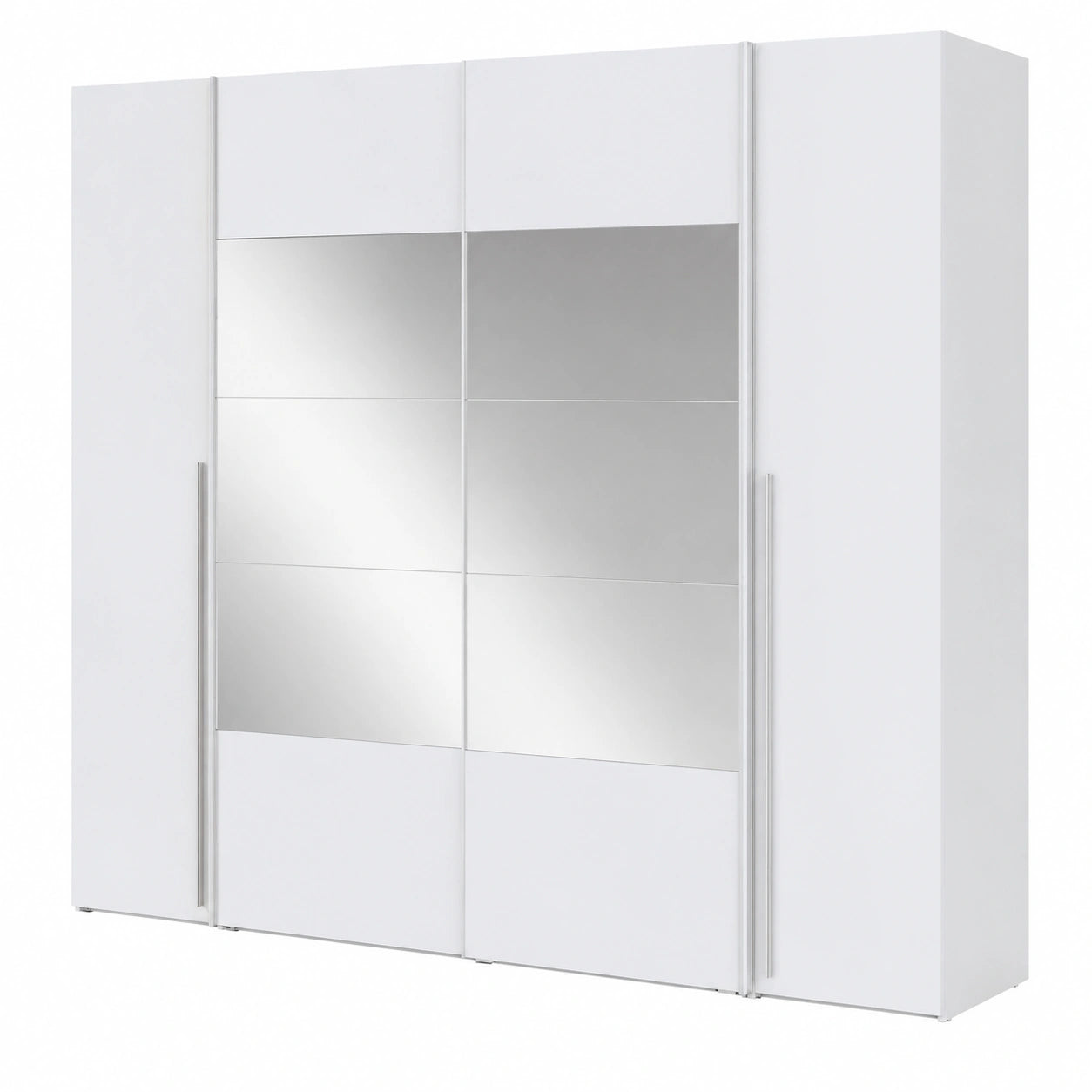Großer NARAGO Kleiderschrank mit Spiegelfront und Schiebetüren, Weiß, 270 cm