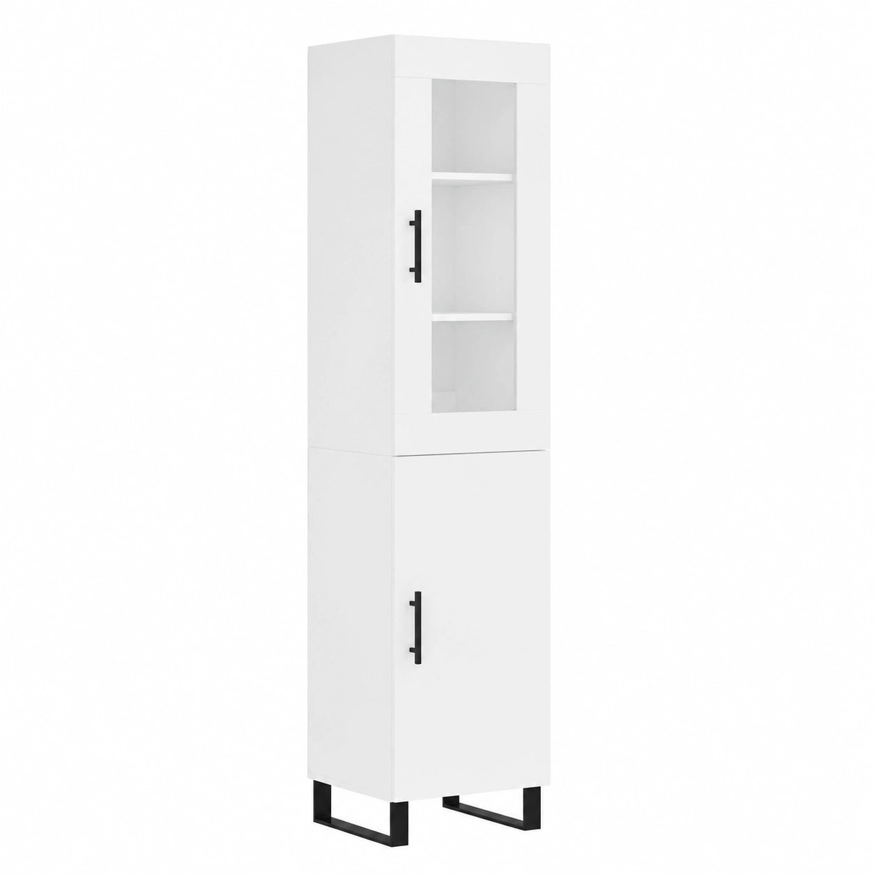 Moderner Hochschrank Weiß mit Stauraum und Metallfüßen für Küche, Wohnzimmer, Flur und Schlafzimmer