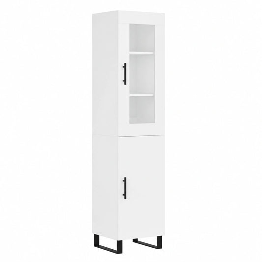 Moderner Hochschrank Weiß mit Stauraum und Metallfüßen für Küche, Wohnzimmer, Flur und Schlafzimmer