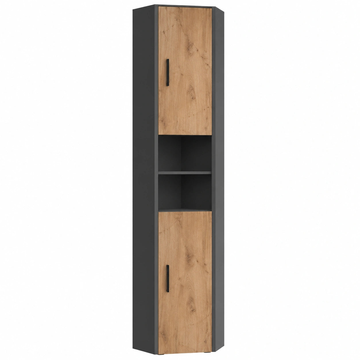 Vicco Hochschrank Irma, Anthrazit/Artisan, 33 x 192 cm, Badezimmer-Aufbewahrungsschrank mit 2 Türen