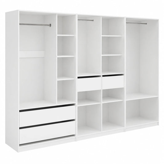 Vicco Kleiderschrank Elmo in Weiß, 3-teiliges Set zur vielseitigen Kleideraufbewahrung, 280 x 200 cm