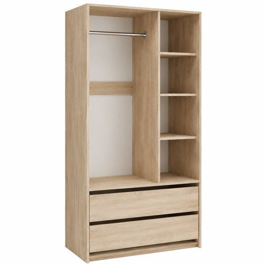 Vicco Kleiderschrank Elmo Sonoma, 100x200 cm, mit zwei Schubladen, kombinierbar mit Elmo-Serie zur Kleidung-Aufbewahrung
