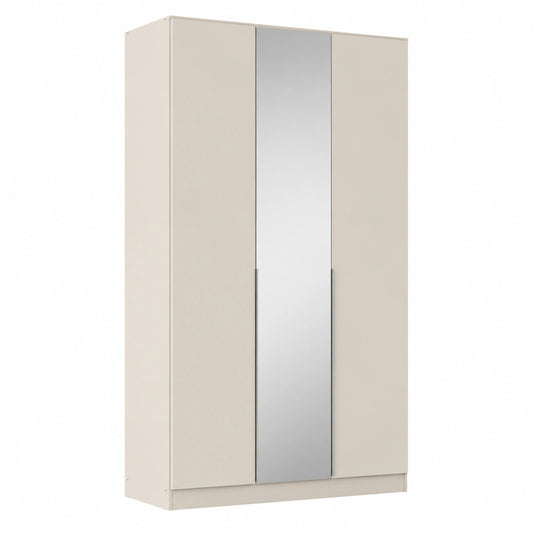Rauch Möbel Alabama Kleiderschrank dreitürig mit Spiegel, für Schlafzimmer und Flur, beige, 136 cm breit