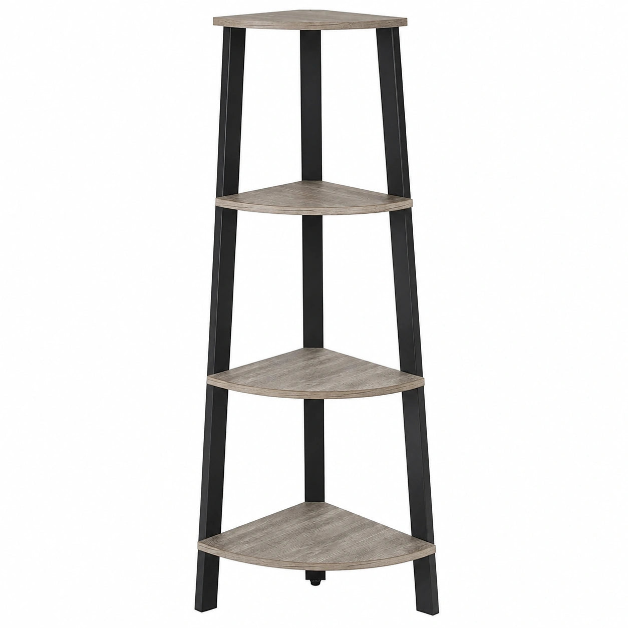 Industrielles Eckregal aus Metall mit 4 Regalböden, Vintage-Stil für Wohnzimmer und Büro, Schwarz und Grau