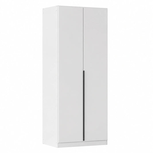 Rauch Möbel Alabama Kleiderschrank, 2-türig, inklusive Kleiderstange und Einlegeboden, weiß mit grauem Griff, 91x210x54cm