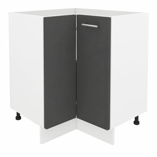 Eckunterschrank für Küche mit verstellbaren Füßen, 82x76x76 cm, Weiß