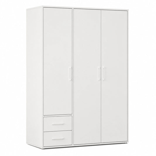 Rauch Möbel Hamilton Garderobenschrank, 3 Türen, 2 Schubladen, Weiß, 140 cm breit, ideal für Schlafzimmer, Wohnzimmer, Kinderzimmer, Flur