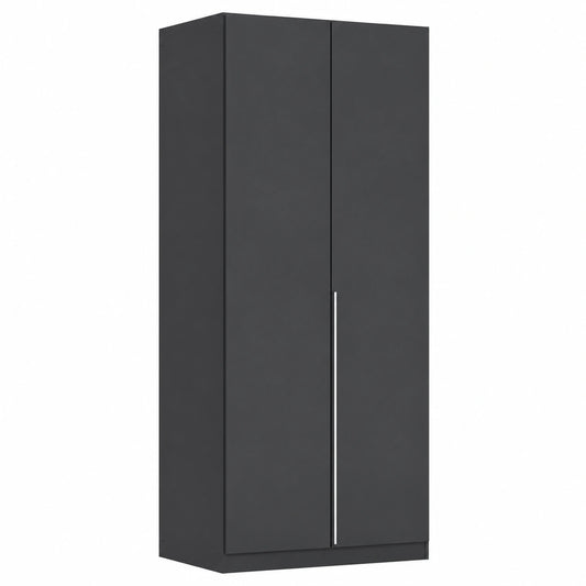 Rauch Möbel Alabama 2-türiger Kleiderschrank, Grau Metallic/Schwarz, 91 cm Breite, vielseitig einsetzbar