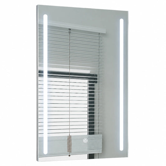 Eckiger Badezimmerspiegelschrank mit LED-Beleuchtung und 3 Ablagen, 34x24x60cm