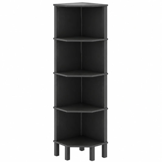5-stufiges Eckregal Schwarz 127x29x29cm für Wohnzimmer, Büro und Schlafzimmer