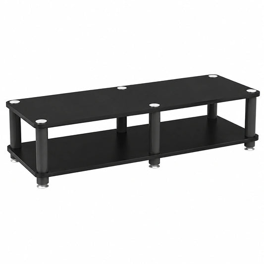 HiFi-Audio-Rack für Komponenten mit 2 Ebenen, Schwarz, 30 cm, Offenes Eckregal für Verstärker und Drucker