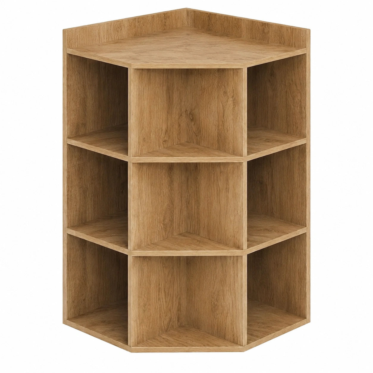 COSTWAY 3-stufiges Eckregal mit Ladestation, 9 Fächern, 2 USB-Ports & 4 Steckdosen, für Schlafzimmer & Wohnzimmer (Natur)