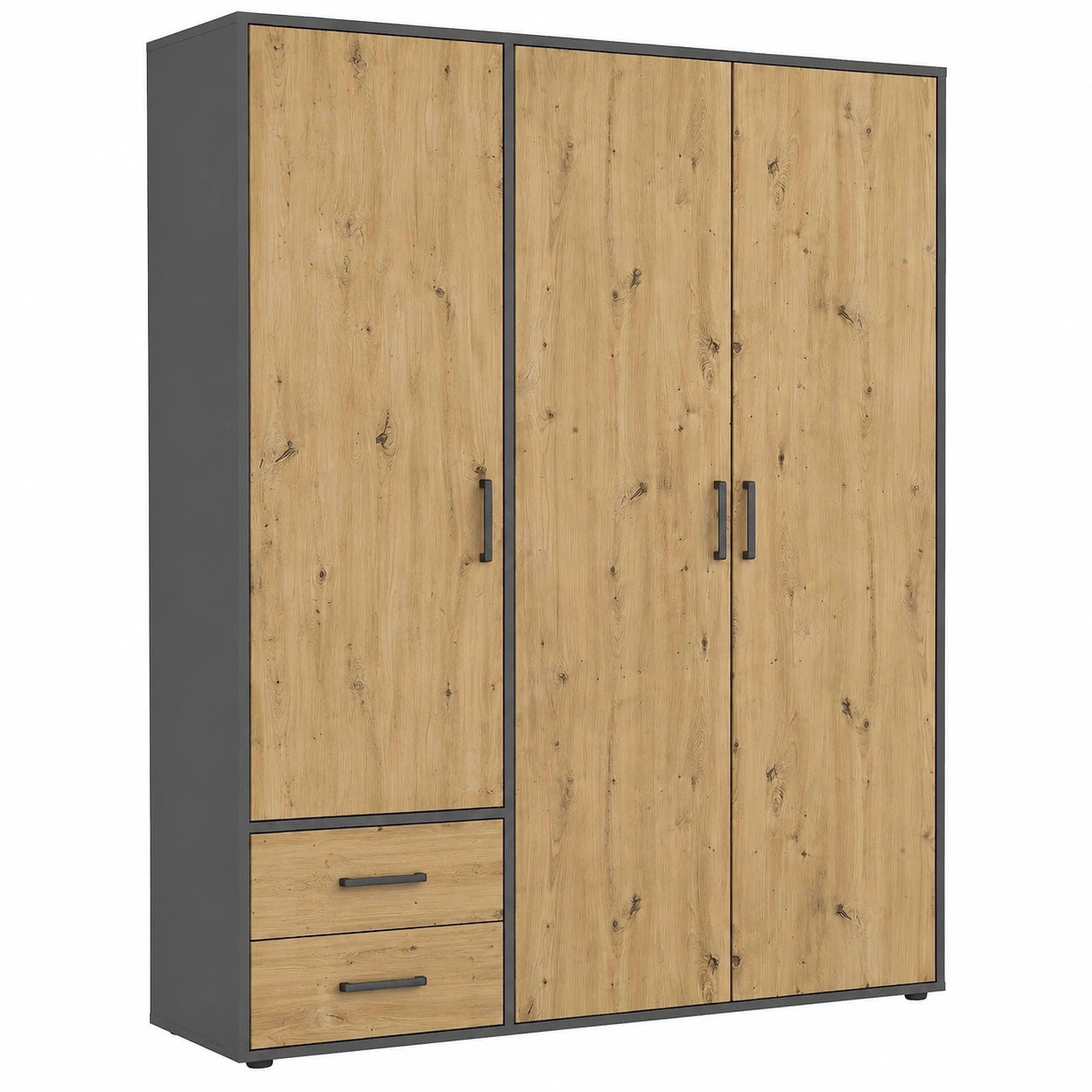 Rauch Möbel Voyager Kleiderschrank, 3-türig, Eiche Artisan, mit Zubehör, 140cm