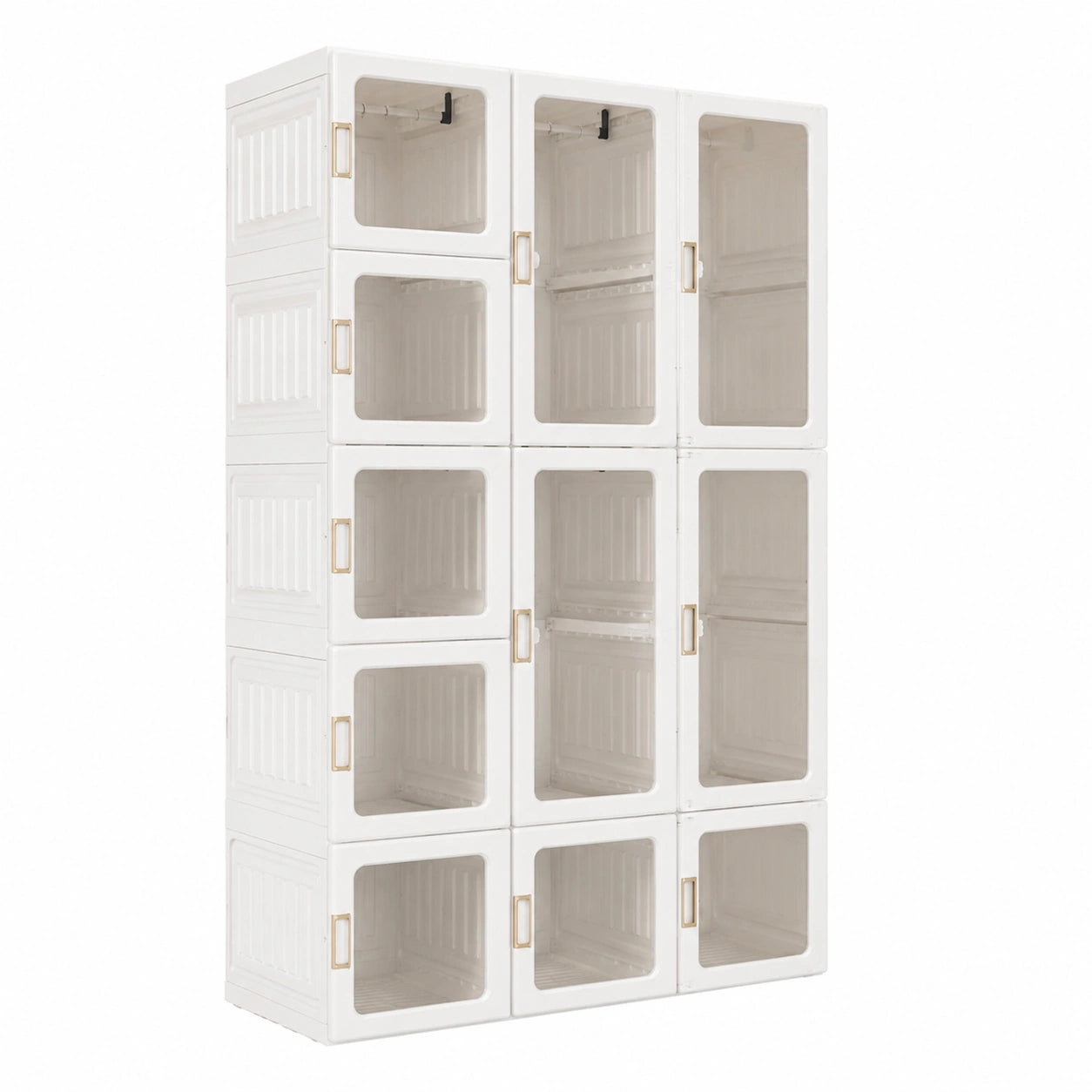Moderner faltbarer Kleiderschrank mit Magnettüren für Schlafzimmer, 104x170x50cm, weiß
