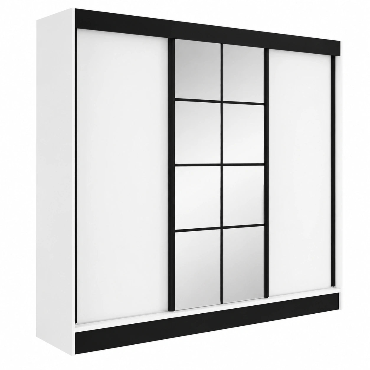 Geräumiger ORAVELLE Kleiderschrank mit Spiegel und Schubladen, 3 Türen, 200 cm, Weiß