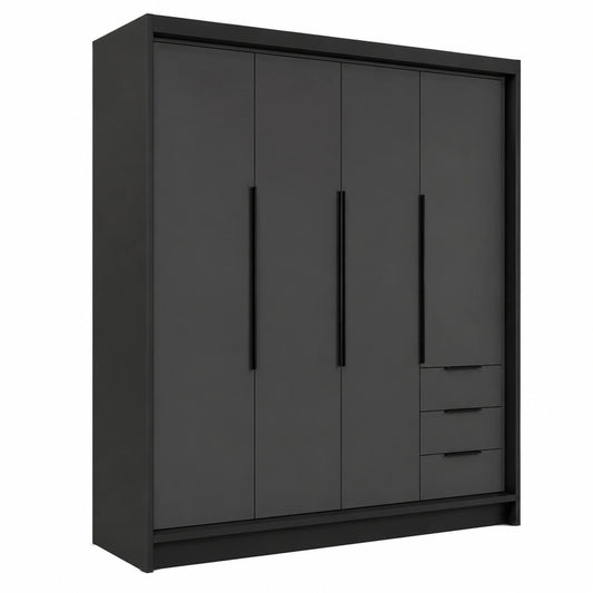 Moderner 4-türiger Kleiderschrank mit Schubladen und Stauraum