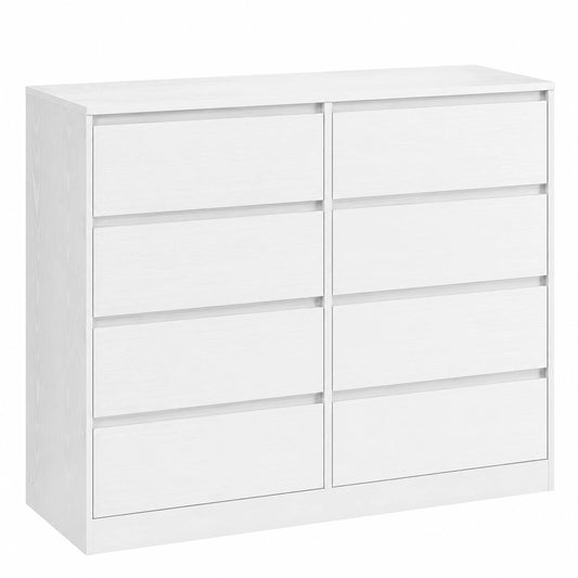 VASAGLE Sideboard mit 8 Schubladen, Moderner Schubladenschrank für Schlafzimmer, Kailyn Kollektion, Schneeweiß, 40 x 119,4 x 97,5 cm