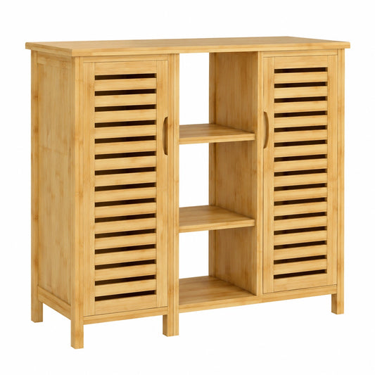 Vielseitiger Bambus-Beistellschrank mit Großem Stauraum für Bad, Wohnzimmer und Küche (100 x 87 cm)