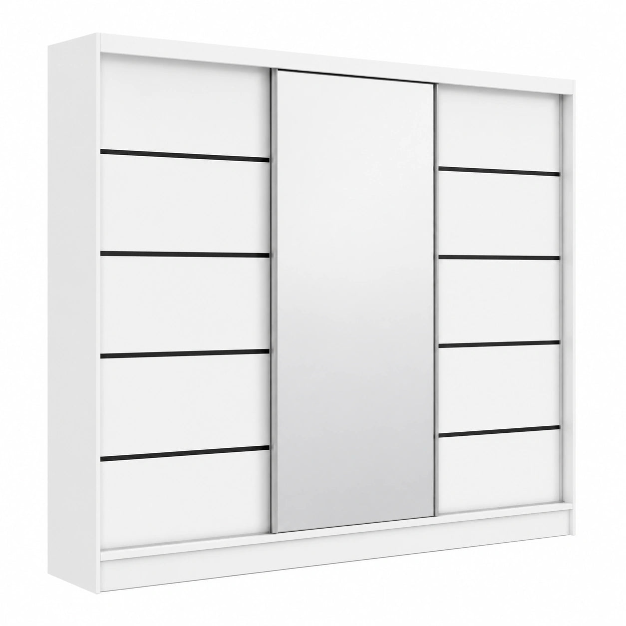 Großer Schwebetürenschrank Aurelia mit Spiegel - 3-türig, 200 cm breit